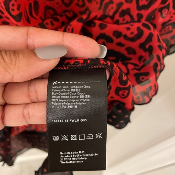 SCOTCH & SODA The Peaks Sheer Cheetah Print Red/Black Blouse Size XS - Picture 5 of 10